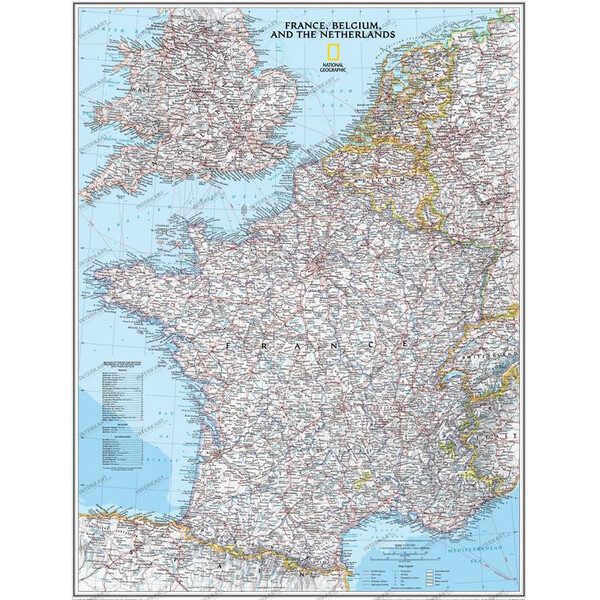 National Geographic Mappa France framed (silver) for pinning