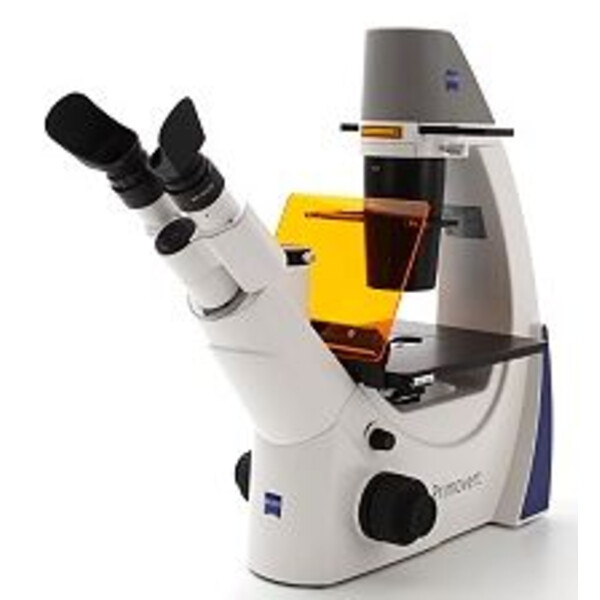 ZEISS Microscopio invertito Primovert trino Ph0, Ph1, Ph2, 40x, 100x, 200x, 400x Kond 0.4, Fluo 470nm