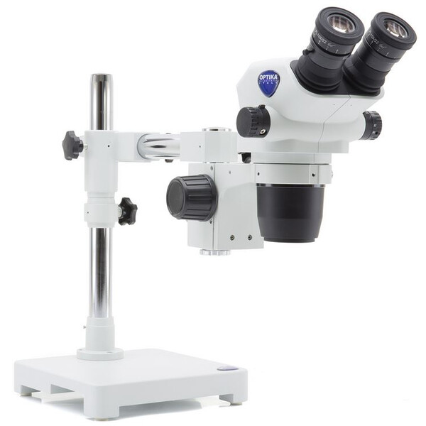 Optika Microscopio stereo zoom SZO-7 bino, 6,7-45x, a sbalzo, AM Arms, senza Iluminazione