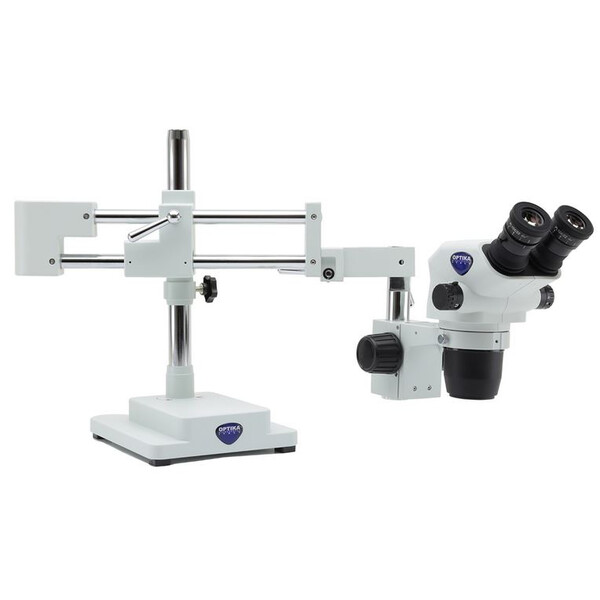Optika Microscopio stereo zoom SZO-9, bino, 6,7-45x, a sbalzo, a 2 bracci, senza Iluminazione