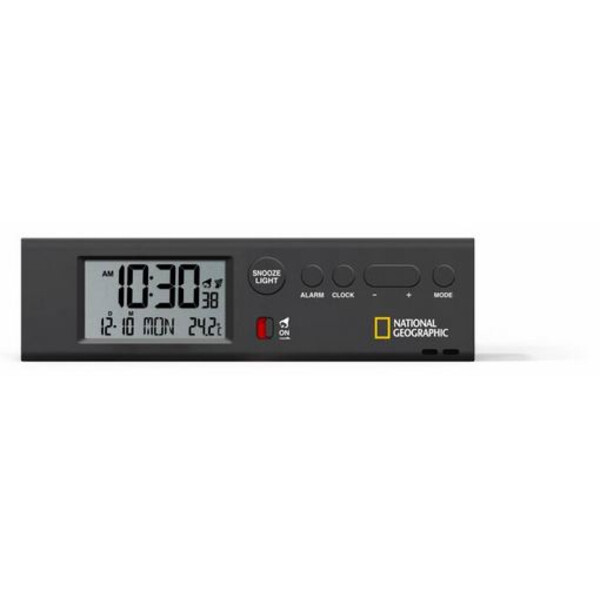 National Geographic Orologio Sveglia radiocontrollata con termometro e Torcia tascabile