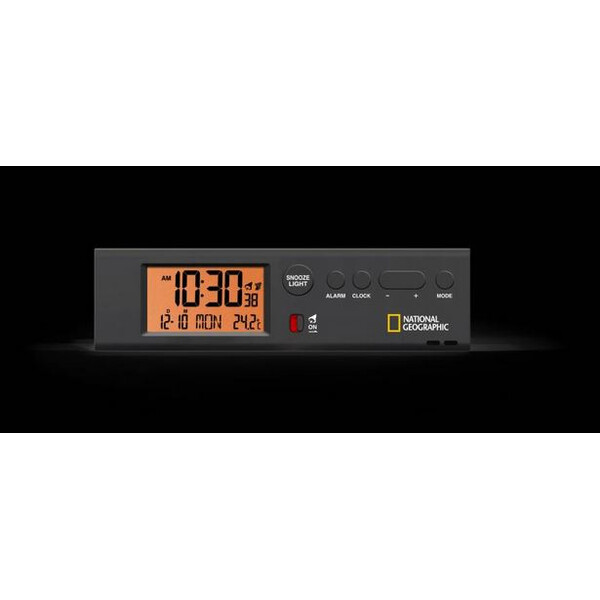 National Geographic Orologio Sveglia radiocontrollata con termometro e Torcia tascabile