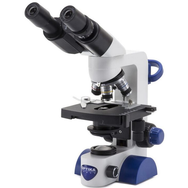 Optika Microscopio B-67 , bino, 40-600x, LED, batteria, tavolo a croce