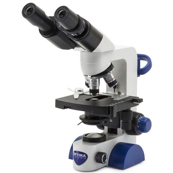 Optika Microscopio B-69, bino, 40-1000x, LED, batteria, tavolo a croce