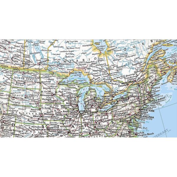 National Geographic Carta continentale Nord America, politica, grande