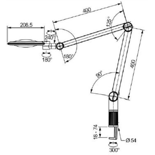 Eschenbach Lente d`Ingrandimento Lupenleuchte varioLED+, 3,55D, 1,9x, Ø132mm, AA100mm