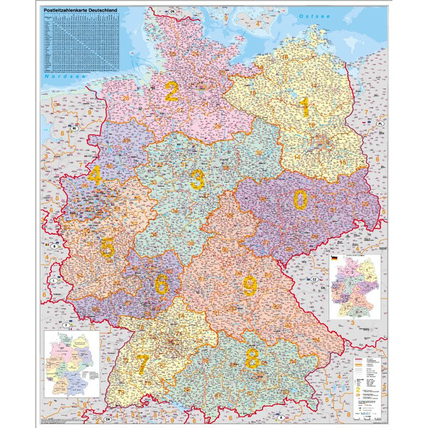 Stiefel Mappa Carta dei codici postali di tutta la Germania