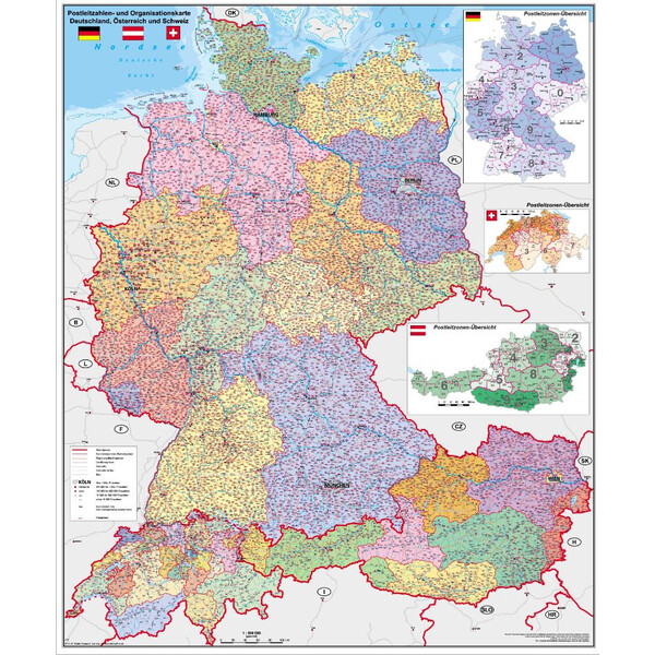 Stiefel Mappa Regionale Deutschland-Österreich-Schweiz PLZ- u. Organisationskarte