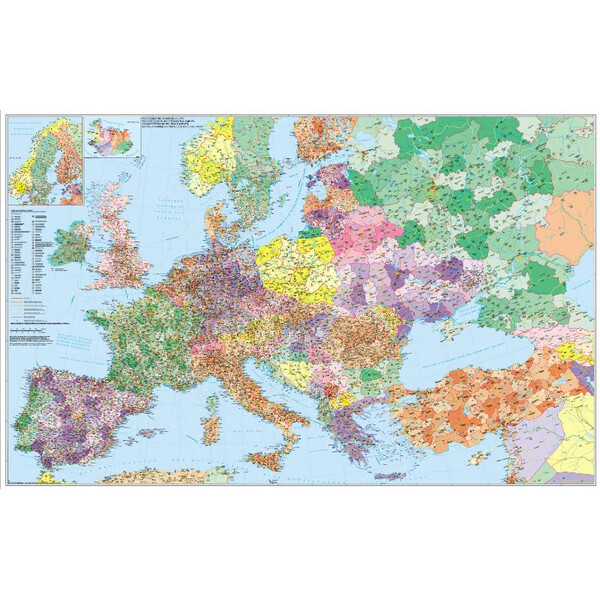 Stiefel Carta continentale Europe with Turkey Street and postcode map (multilingual)