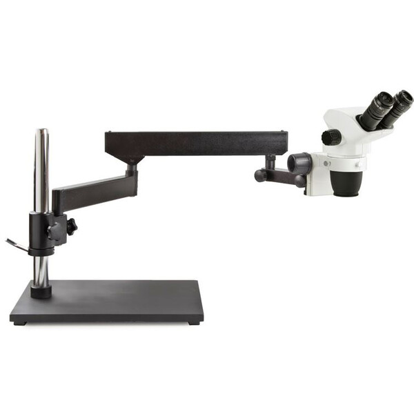 Euromex Microscopio stereo zoom NZ.1902-A, 6,7x - 45x, stativo a braccio articolato, piastra per stativo, senza illuminazione, binoculare