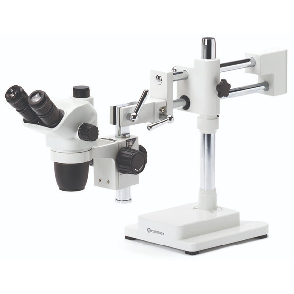 Euromex Microscopio stereo zoom NZ.1903-B, 6.7-45x, doppio braccio, piastra base, trino