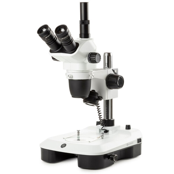Euromex Microscopio stereo zoom NZ.1703-M, 6.5-55x, Colonna,  Luce trasmessa e trasmessa, trino, Specchio per campo scuro, Embriologia