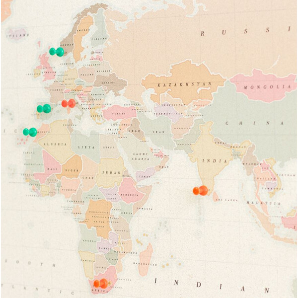 Miss Wood Mappa del Mondo Woody Map Watercolor Colonial L