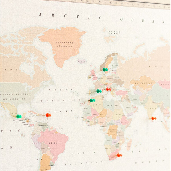 Miss Wood Mappa del Mondo Woody Map Watercolor Colonial L