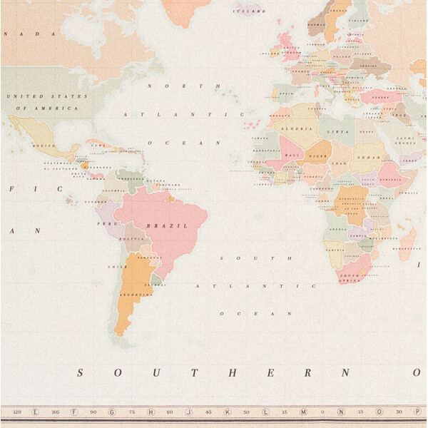 Miss Wood Mappa del Mondo Woody Map Watercolor Colonial L