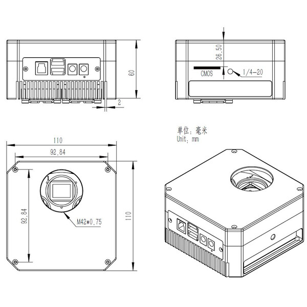 ZWO Fotocamera ASI 1600 GT Mono