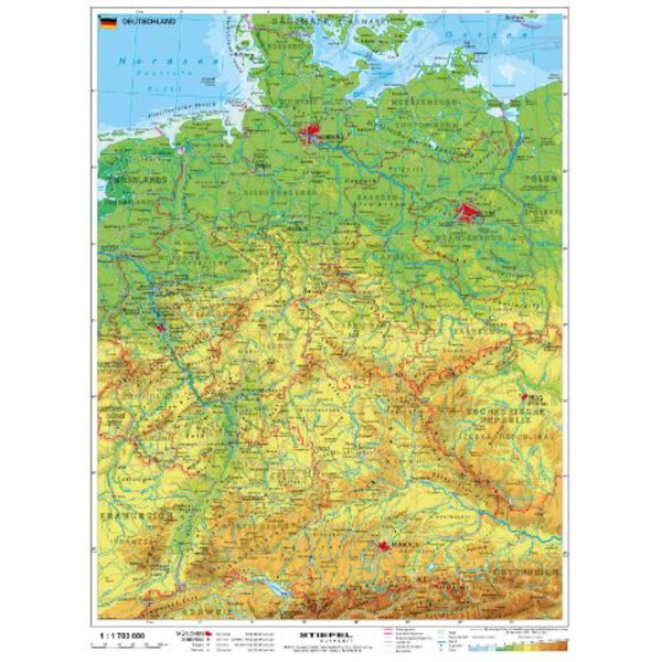 Stiefel Mappa Germania fisica con barre di metallo