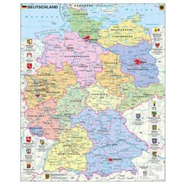 Stiefel Mappa Deutschland politisch mit Wappen und Metallleisten