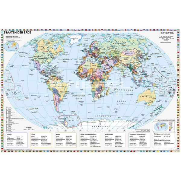 Stiefel Mappa del Mondo Staaten der Erde (95 x 66 cm)