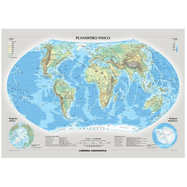 Libreria Geografica Mappa del Mondo Planisfero fisico e politico