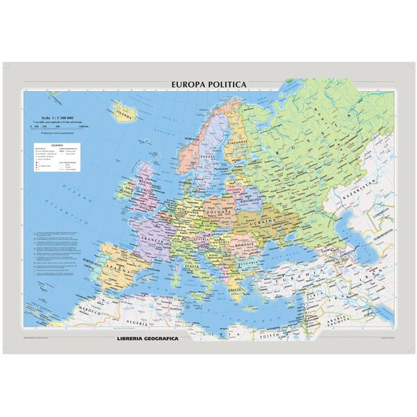 Libreria Geografica Carta continentale Europa fisica e politica