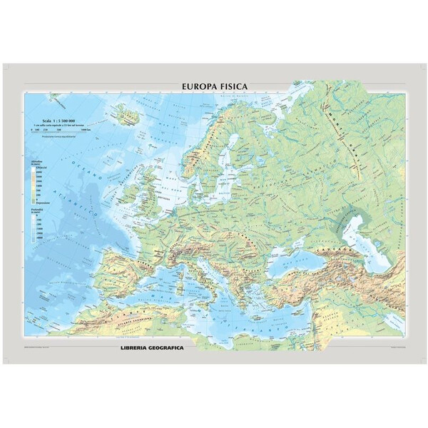 Libreria Geografica Carta continentale Europa fisica e politica