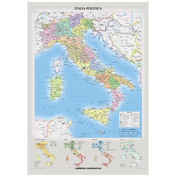 Libreria Geografica Mappa Italia fisica e politica