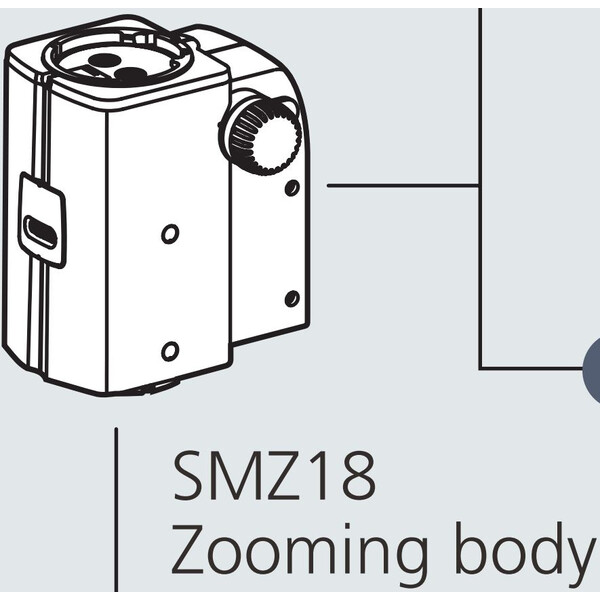 Nikon Testa stereo SMZ18, manual , parallel optics, achromate, Zoom Head, bino, 7.5-135x, click stop, ratio 18:1, 15°