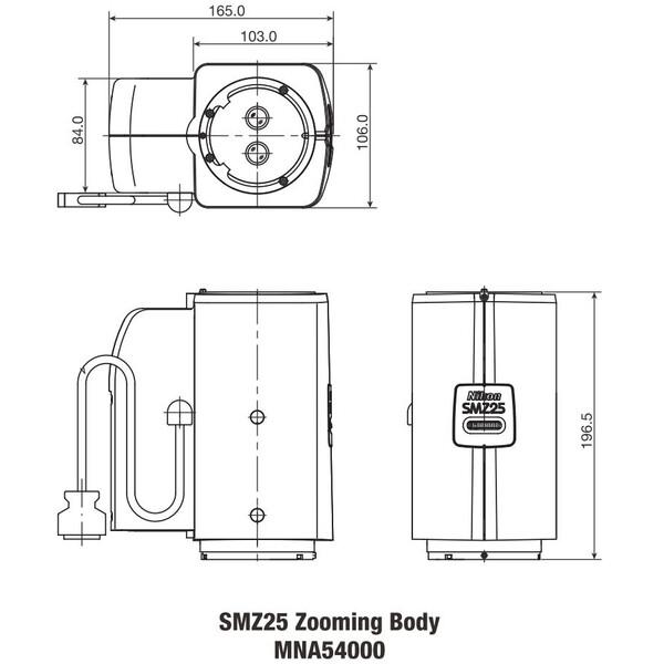 Nikon SMZ25, motorizzato, ottica parallela, acromatico, testa zoom, binoculare, 6,3-157,5x, click stop, rapporto 25:1, 15°