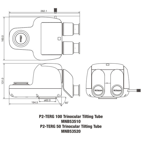 Nikon Testa stereo P2-TERG 100 trino ergo tube (100/0 : 0/100), 0-30°