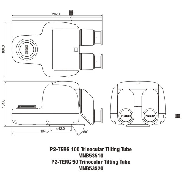 Nikon Testa stereo P2-TERG 50 trino ergo tube (100/0 : 50/50), 0-30°