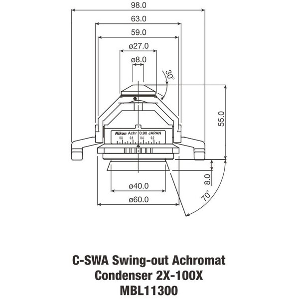 Nikon Condensatore oscillante Achromat 2-100x N.A. 0,90