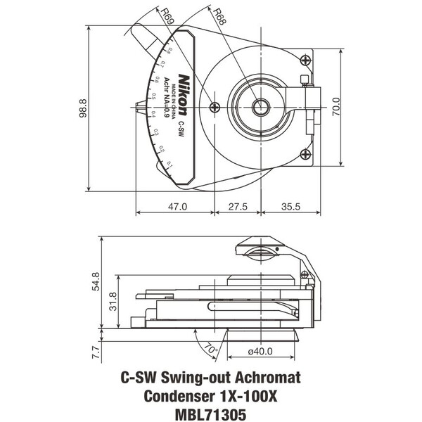 Nikon Condensatore oscillante C-SW Achromat 1-100X