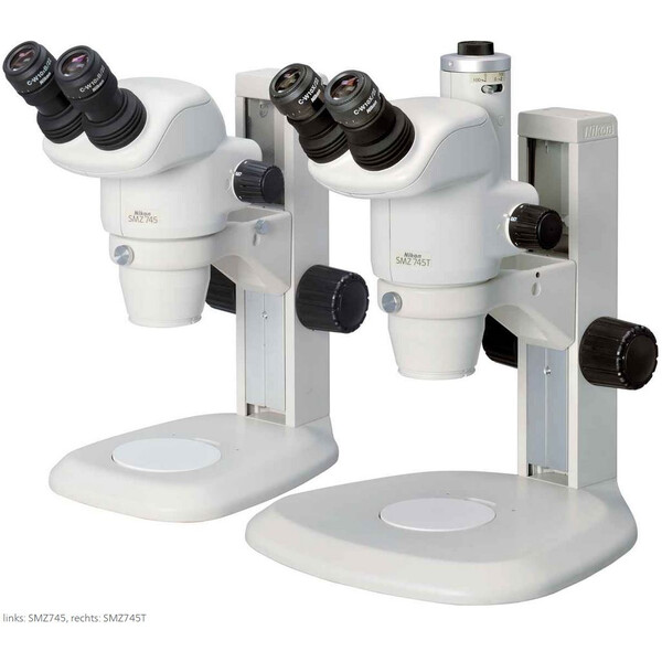 Nikon Microscopio stereo zoom SMZ745T, trino, 0.67x-5x,45°, FN22, W.D.115mm, Einarmstativ