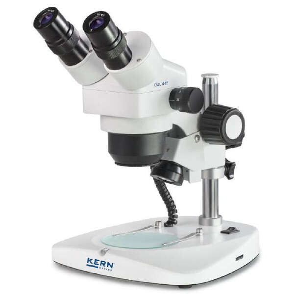 Kern Microscopio stereo zoom OZL 445, Greenough, Colonna, bino, 0,75-3,6x, 10x/21, 0,35 W LED