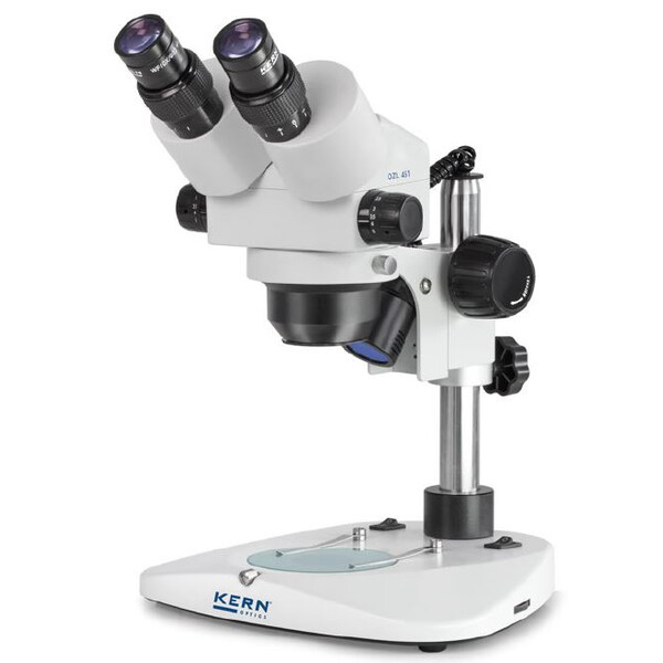 Kern Microscopio stereo zoom OZL 451, Greenough, Colonna, binoculare, 0,75-5,0x, 10x/23, 10W Hal