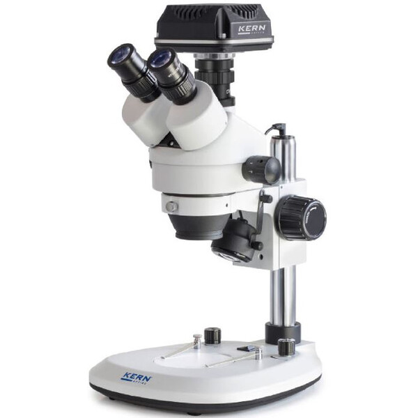 Kern Microscopio OZL 464C832, Greenough, Colonna, 7-45x, 10x/20, Luce trasmessa e riflessa, 3W LED, Fotocamera 5MP, USB 3.0