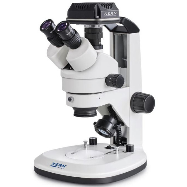 Kern Microscopio OZL 468C832, Greenough, Cremagliera, 7-45x, 10x/20, Luce trasmessa, 3W LED, Fotocamera 5MP, USB 3.0