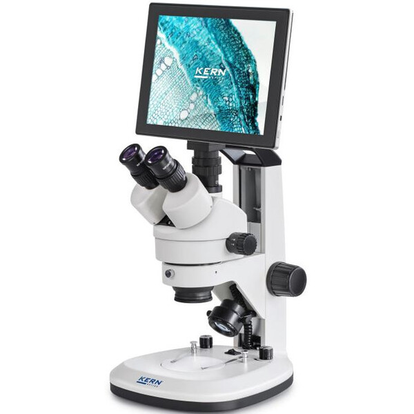 Kern Microscopio OZL 468T241 Greenough, Cremagliera, 7-45x, 10x/20, Luce trasmessa e trasmessa, 3W LED, Fotocamera 5MP, USB 2.0, HDMI, WiFi, Tablet