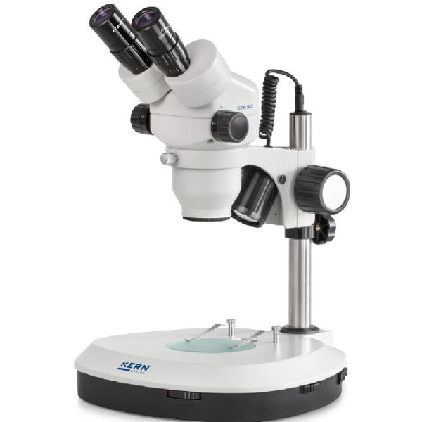 Kern Microscopio stereo zoom OZM 542, Bino, 7-45x, HSWF10x23, Luce trasmessa e trasmessa, 3W LED