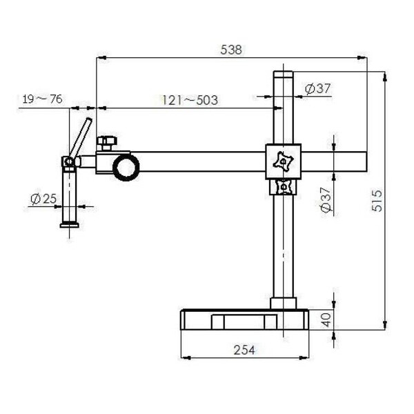 Kern Microscopio stereo zoom OZM 912, bino, 7x-45x, HSWF 10x23 mm, Cavalletto, Braccio singolo (430 mm x 385 mm) con piano d'appoggio, Lampade ad anello LED 4,5 W