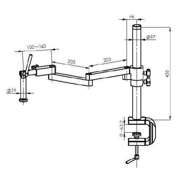 Kern Microscopio stereo zoom OZM 952, bino, 7-45x , HSWF 10x23 mm,  Treppiedi Braccio articolato, Morsetto da tavolo, Lampade ad anello LED 4,5W