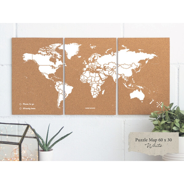 Miss Wood Mappa del Mondo Puzzle Map M - White