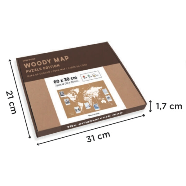 Mappemonde Miss Wood Puzzle Map M - White