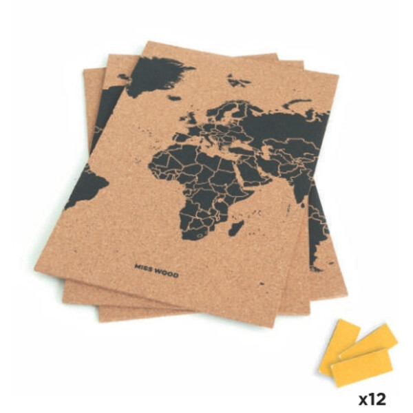 Miss Wood Mappa del Mondo Puzzle Map M - Black