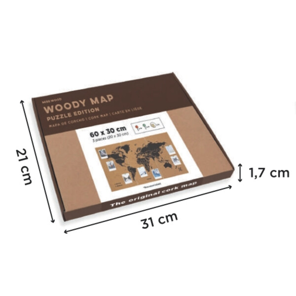 Miss Wood Mappa del Mondo Puzzle Map M - Nero