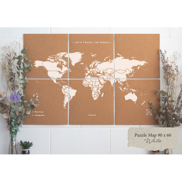 Miss Wood Mappa del Mondo Puzzle Map XL - White