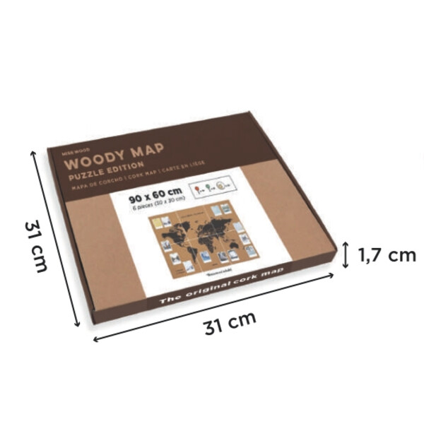 Miss Wood Mappa del Mondo Puzzle Map XL - Black