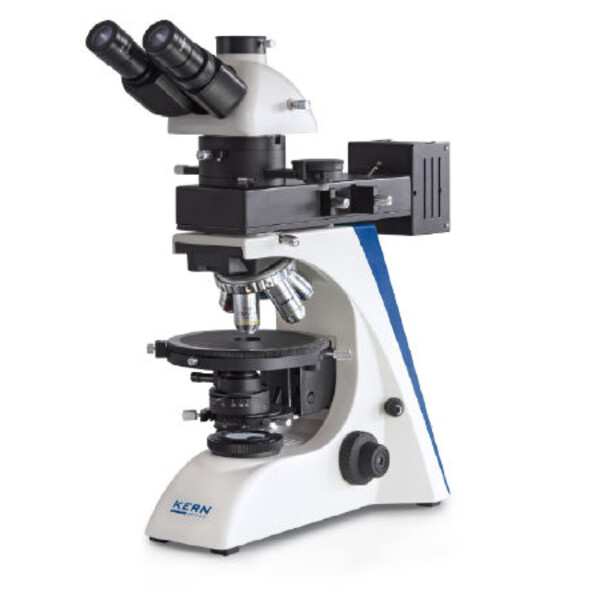 Kern Microscopio OPO 185, POL, trino, piano di inf., 40x-600x, luce incidente/trasparente, HAL, 100 W