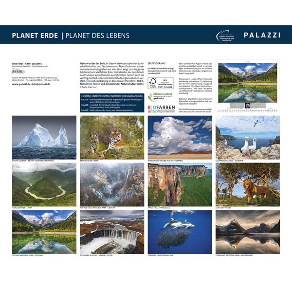 Palazzi Verlag Calendario Planet Earth 2021